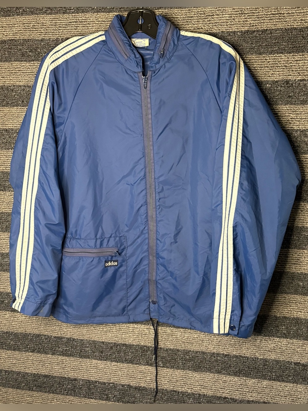 Vintage 80’s Adidas Navy Blue Windbreaker Jacket Men’s Medium EUC